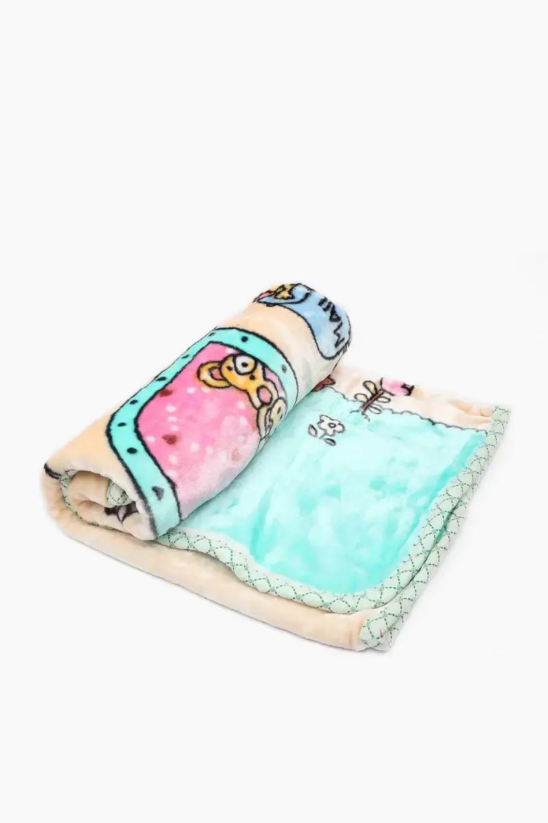 Baby Coral Fleece Printed Ac Blanket - Pack of 1 (Light Green) 009853LIGGRE