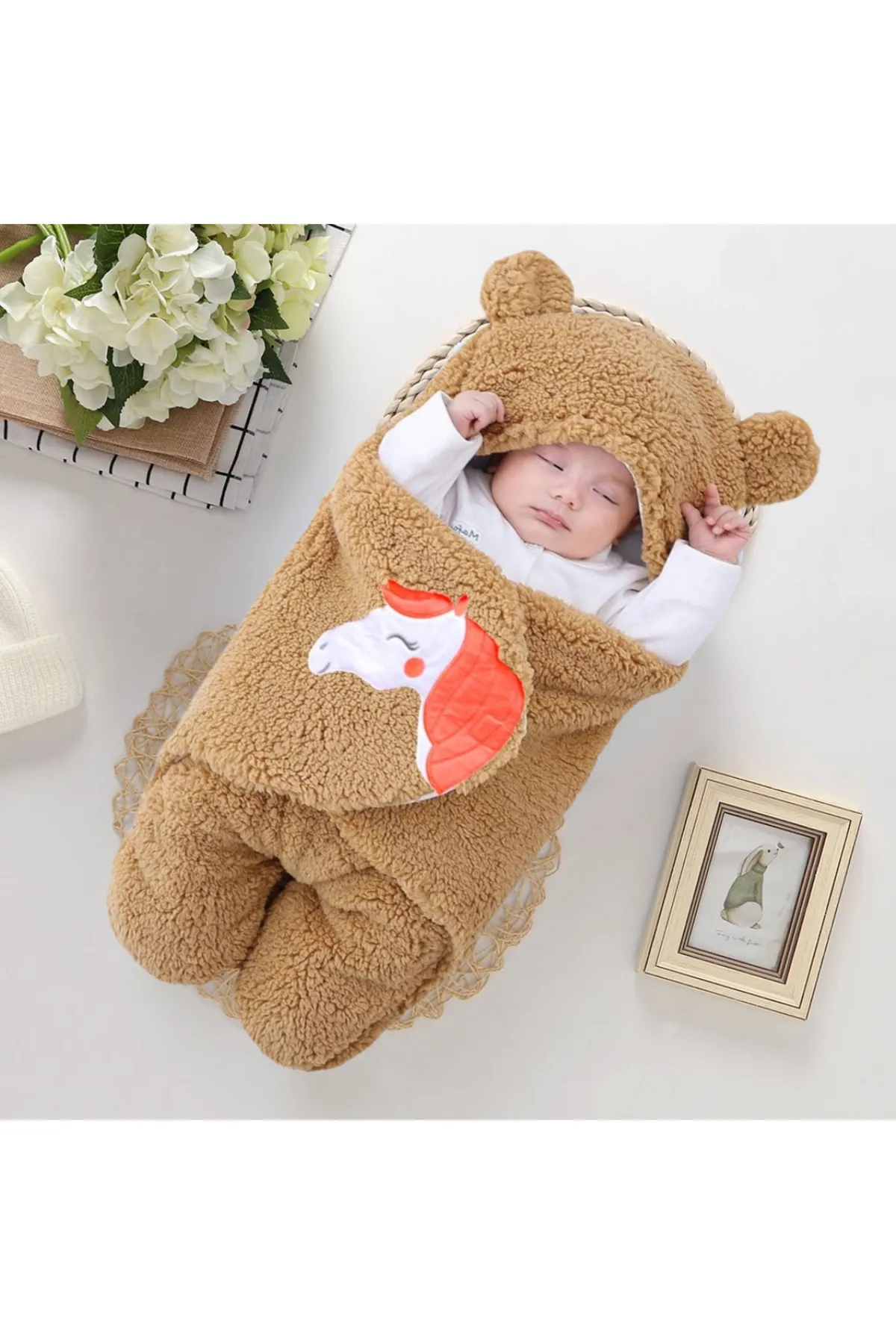 Brandon Newborn Super soft Fleece Hooded AC Blanket Wrapper - Pack of 1 (Beige) 009865BEI2