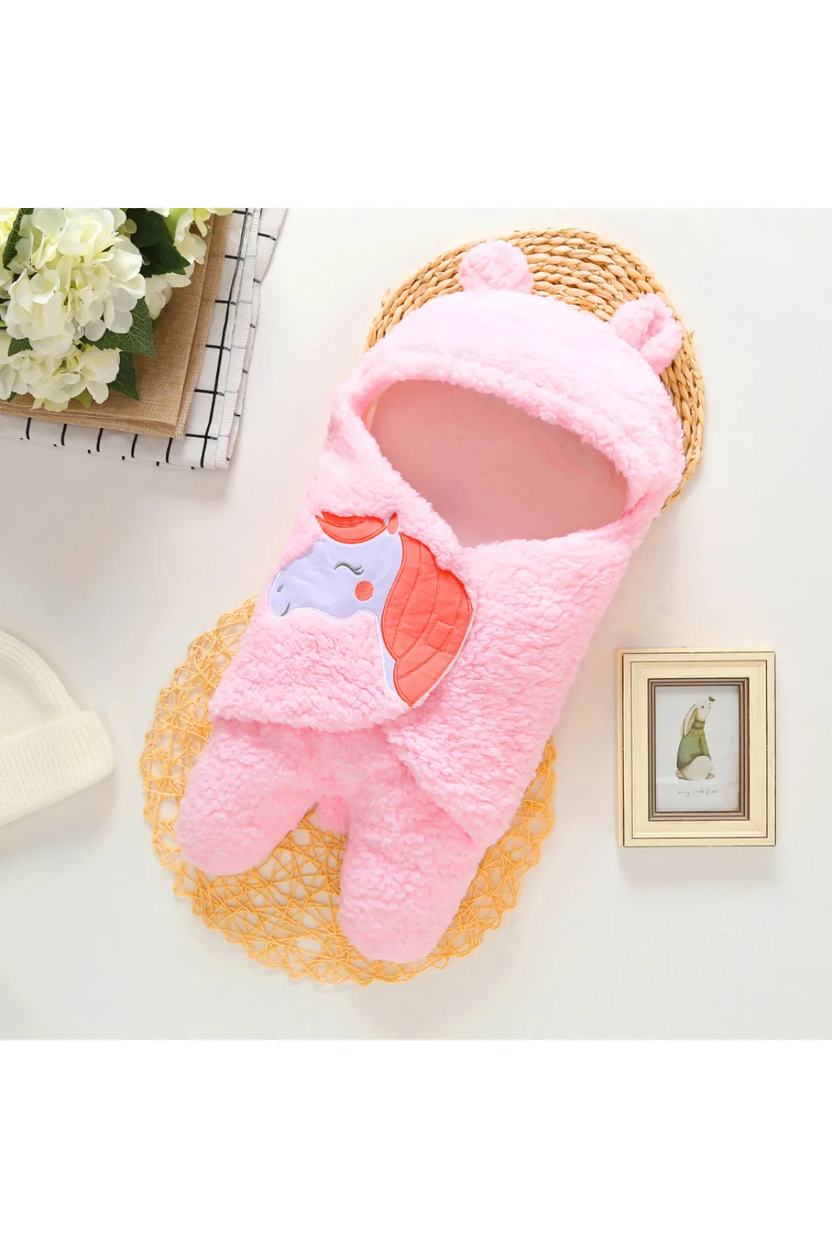 Brandon Newborn Super soft Fleece Hooded AC Blanket Wrapper - Pack of 1 (Pink)