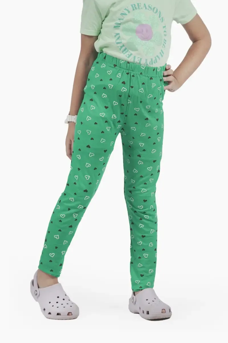 Girl's Cotton Lycra Blend Printed Leggings (7 - 13 Yrs)