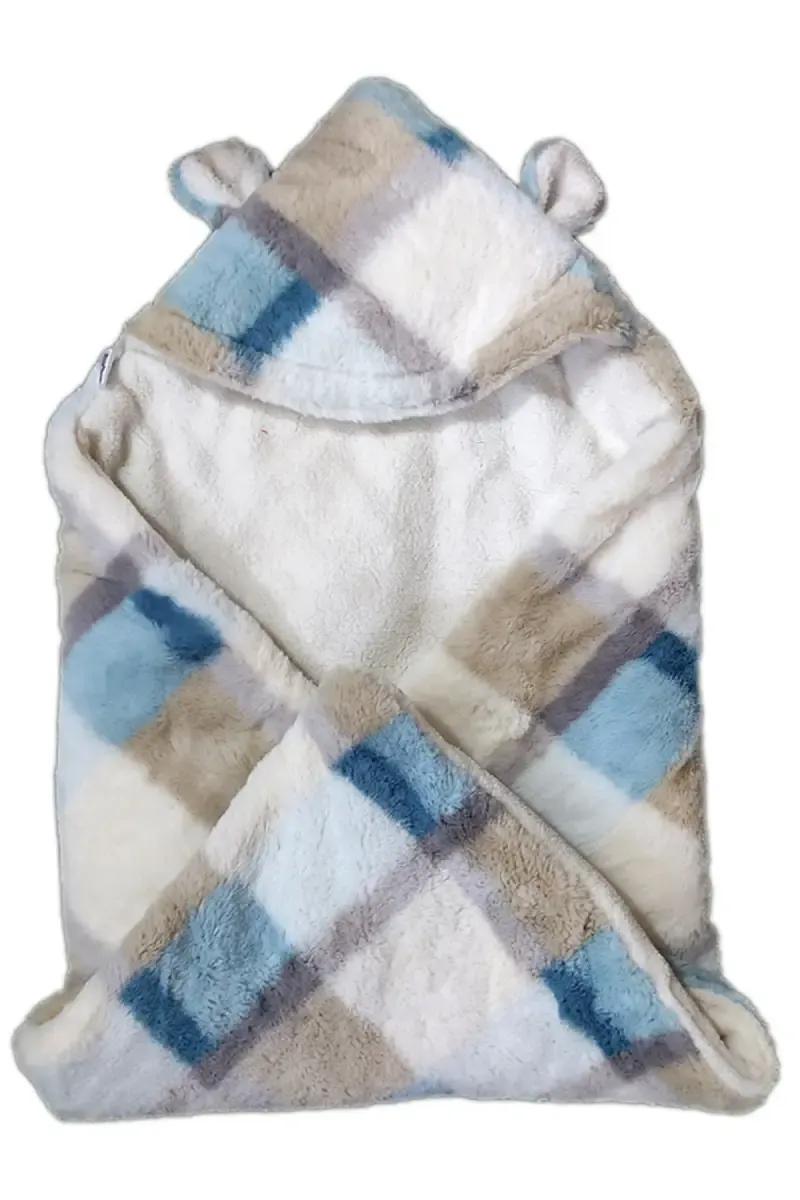 Ultra Soft & Stretchy Fabric with Hooded Baby Blanket (Sky Blue) 