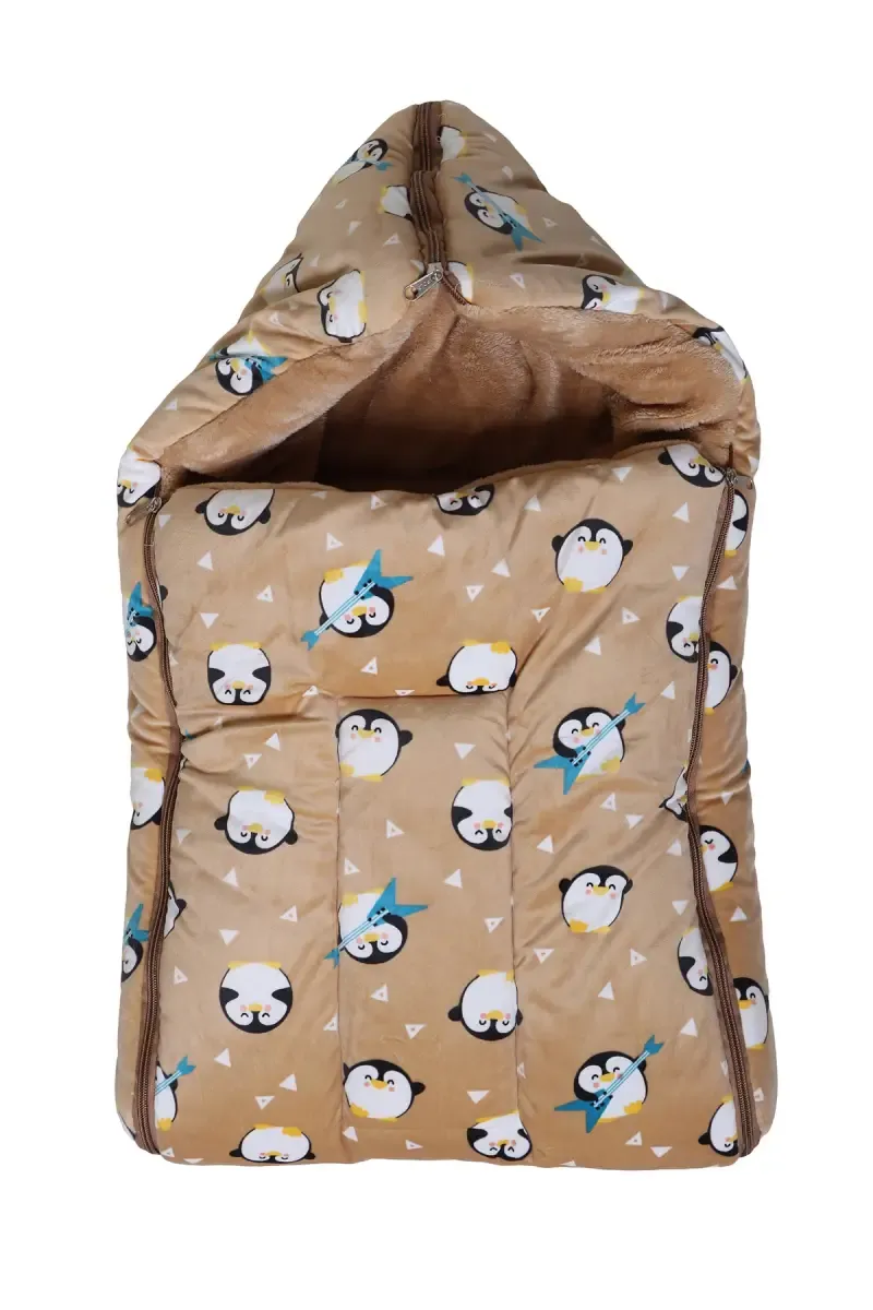 Born Baby Coral Fleece Sleeping Bag Pack of 1 (Brown)