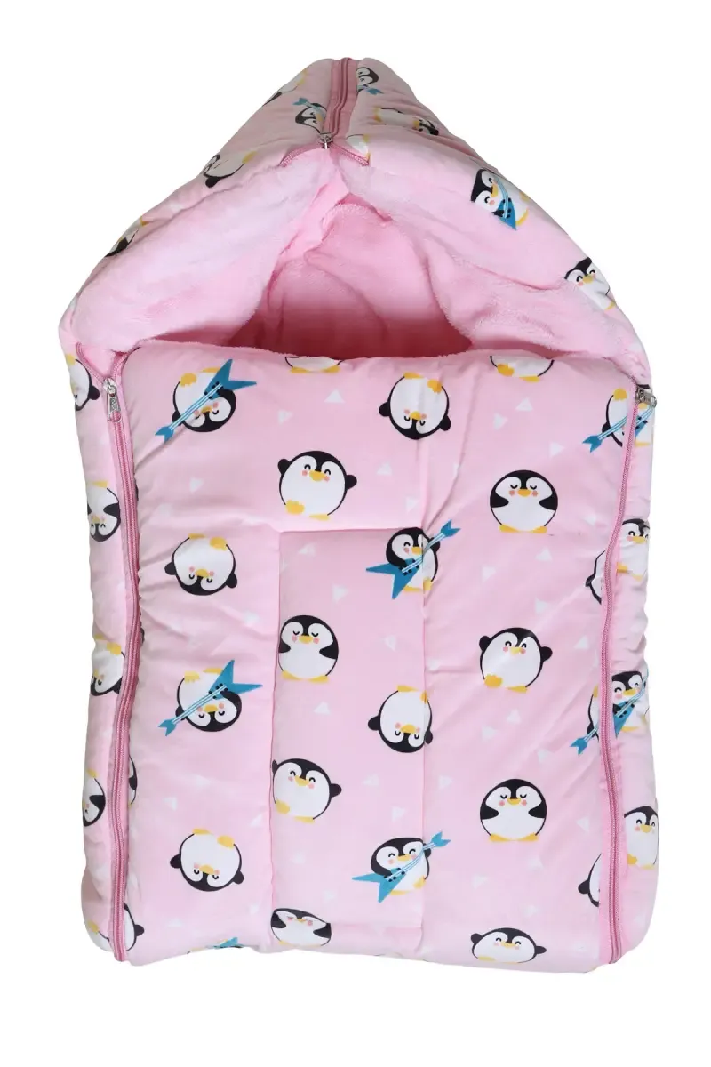 Born Baby Coral Fleece Sleeping Bag Pack of 1 (Pink)
