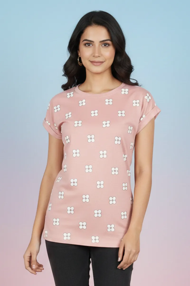 Cotton Floral Printed T-Shirt for Women