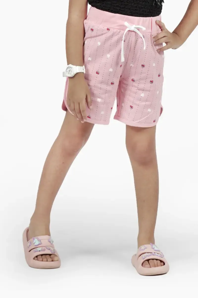 Girl's Cotton Printed Shorts (4 - 8 Yrs) 010562LIGPIN45YRS