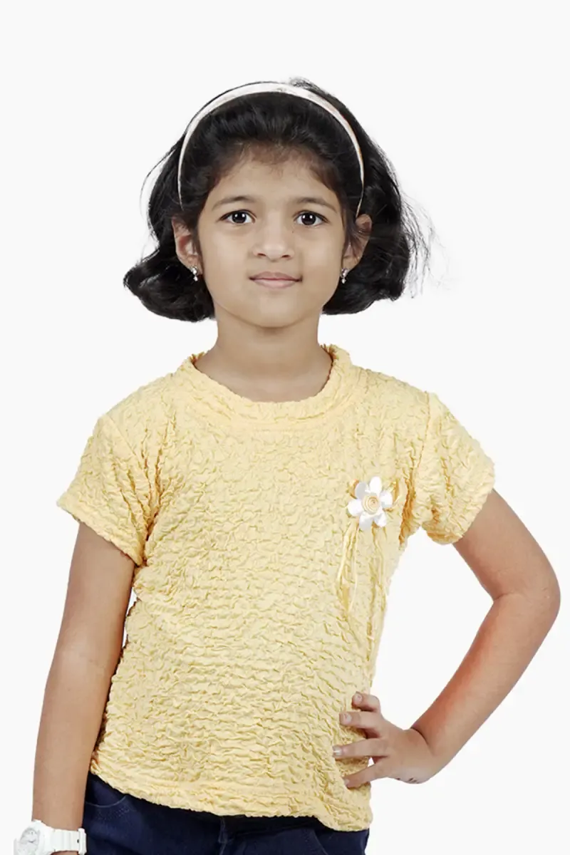 Cotton Lycra Blend Solid T-Shirt for Girl (2 - 14 Yrs)