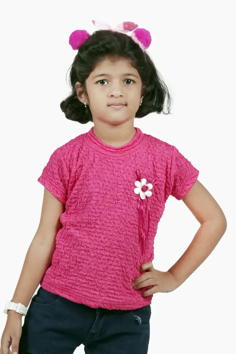 Cotton Lycra Blend Solid T-Shirt for Girl (2 - 14 Yrs) 01056945YRSDEEPIN