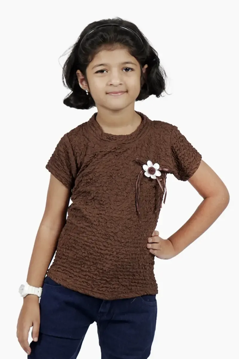 Cotton Lycra Blend Solid T-Shirt for Girl (2 - 14 Yrs) 01056956YRSBRO