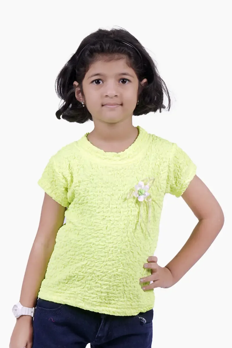 Cotton Lycra Blend Solid T-Shirt for Girl (2 - 14 Yrs) 01056956YRSLIGGRE