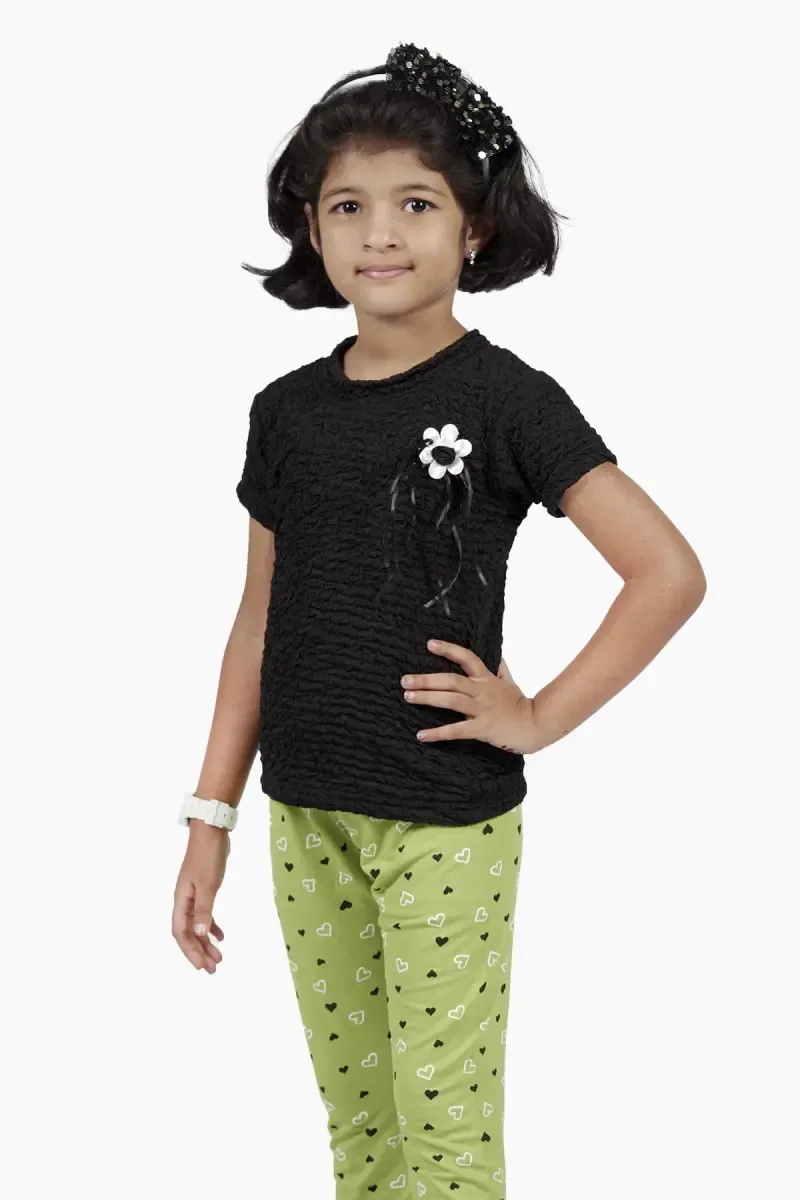 Cotton Lycra Blend Solid T-Shirt for Girl (2 - 14 Yrs) 01056978YRSBLA