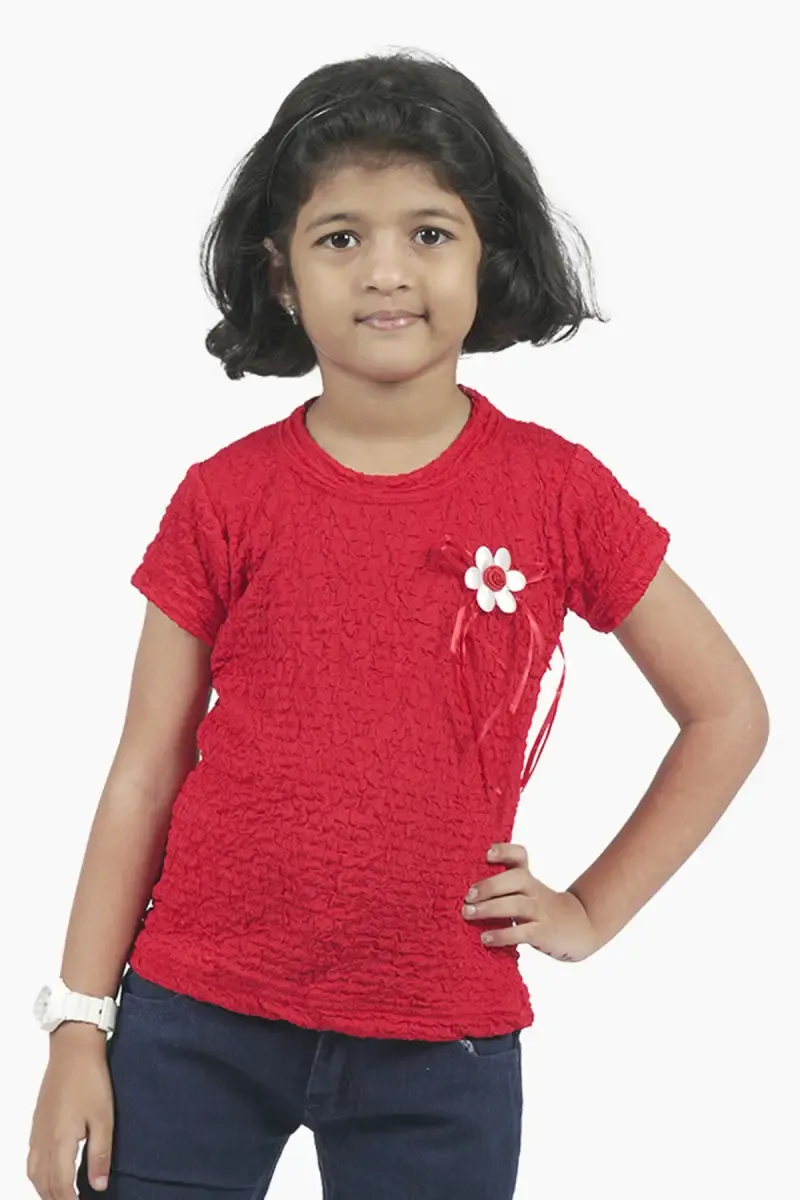 Cotton Lycra Blend Solid T-Shirt for Girl (2 - 14 Yrs)
