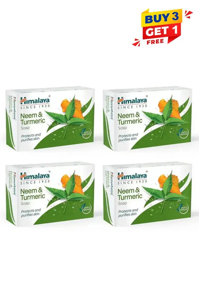 Himalaya Neem and Turmeric Soap, 125g (Buy 3 Get 1 Free)