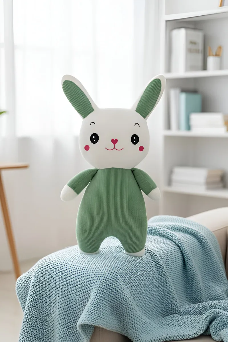 Super Soft Fabric Jumpy Bunny Soft Toy (Design May vary) 010638GRE2