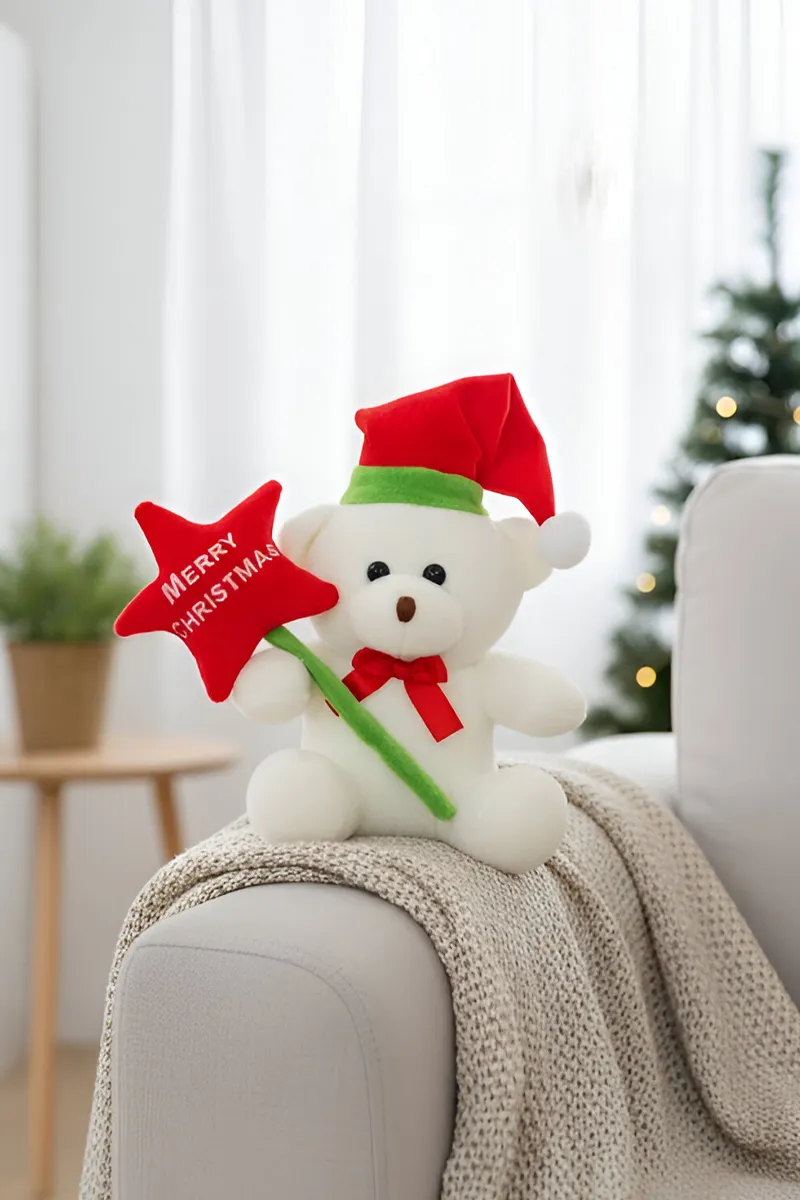 Merry Christmas Bear Stuffed Soft Toy - 18 Cm 