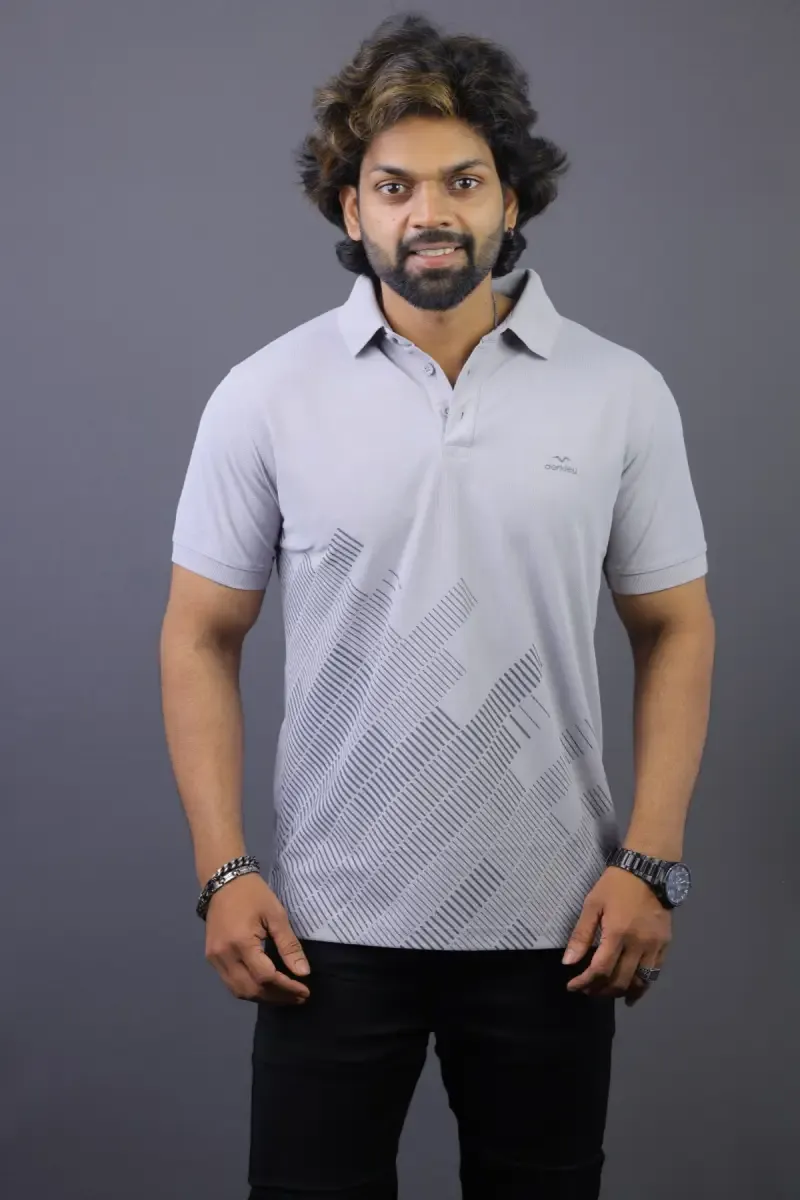 Men's Abstract Print Polo T-shirt