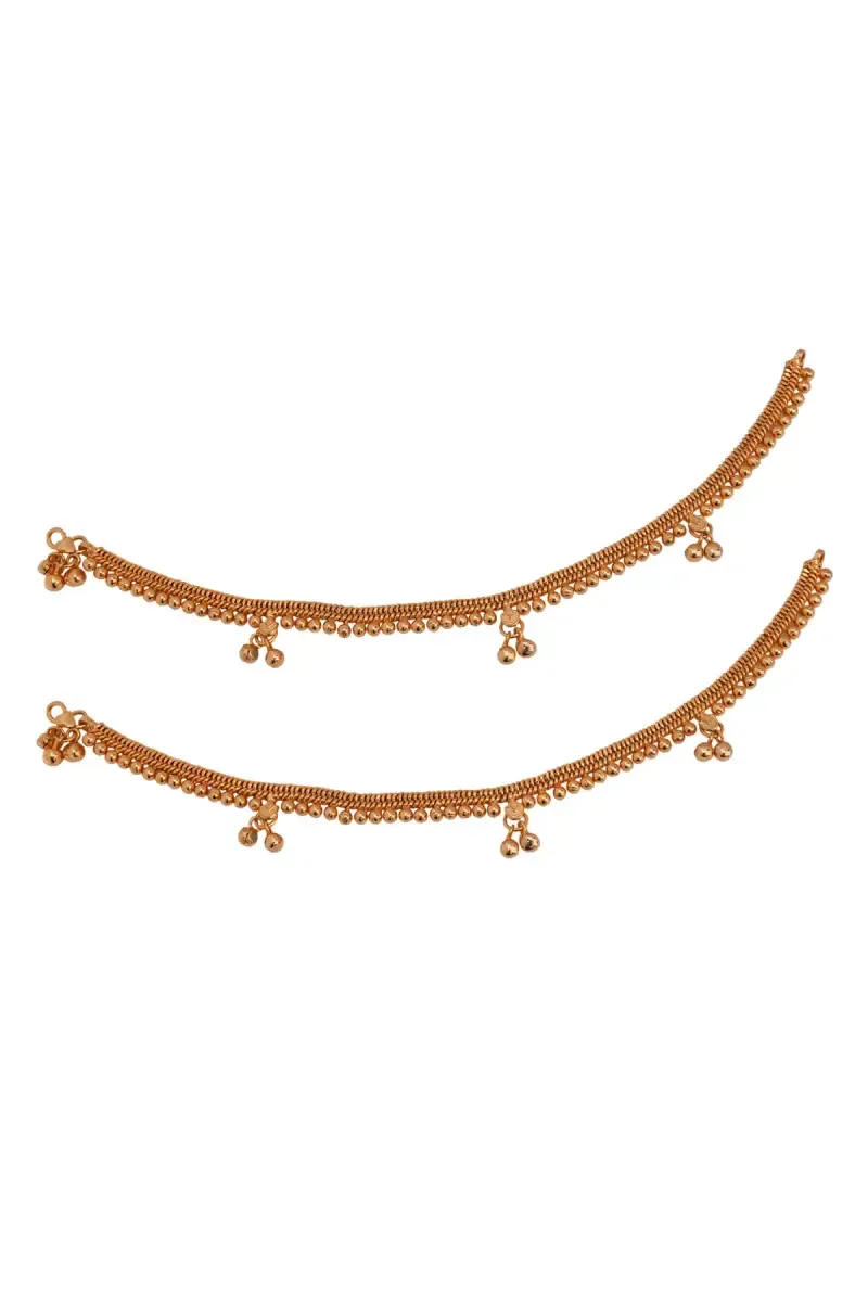 Alloy Gold Plated Charm Anklets for Women and Girls