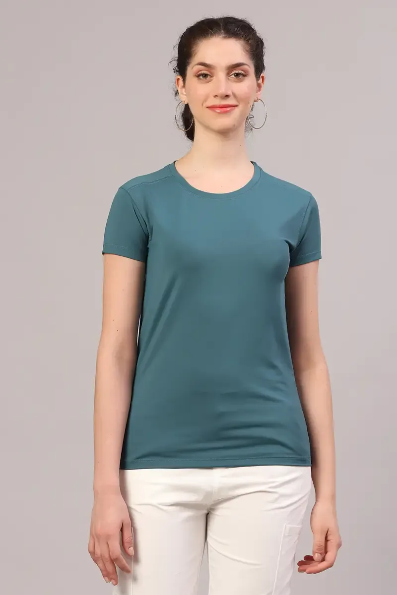 Cotton Blend Solid T-Shirt for Women 010945XLTEA