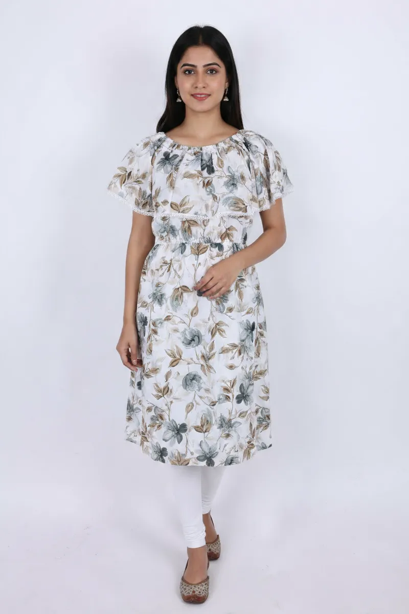 Cotton Rayon Printed Gown For Women 010949LGRE