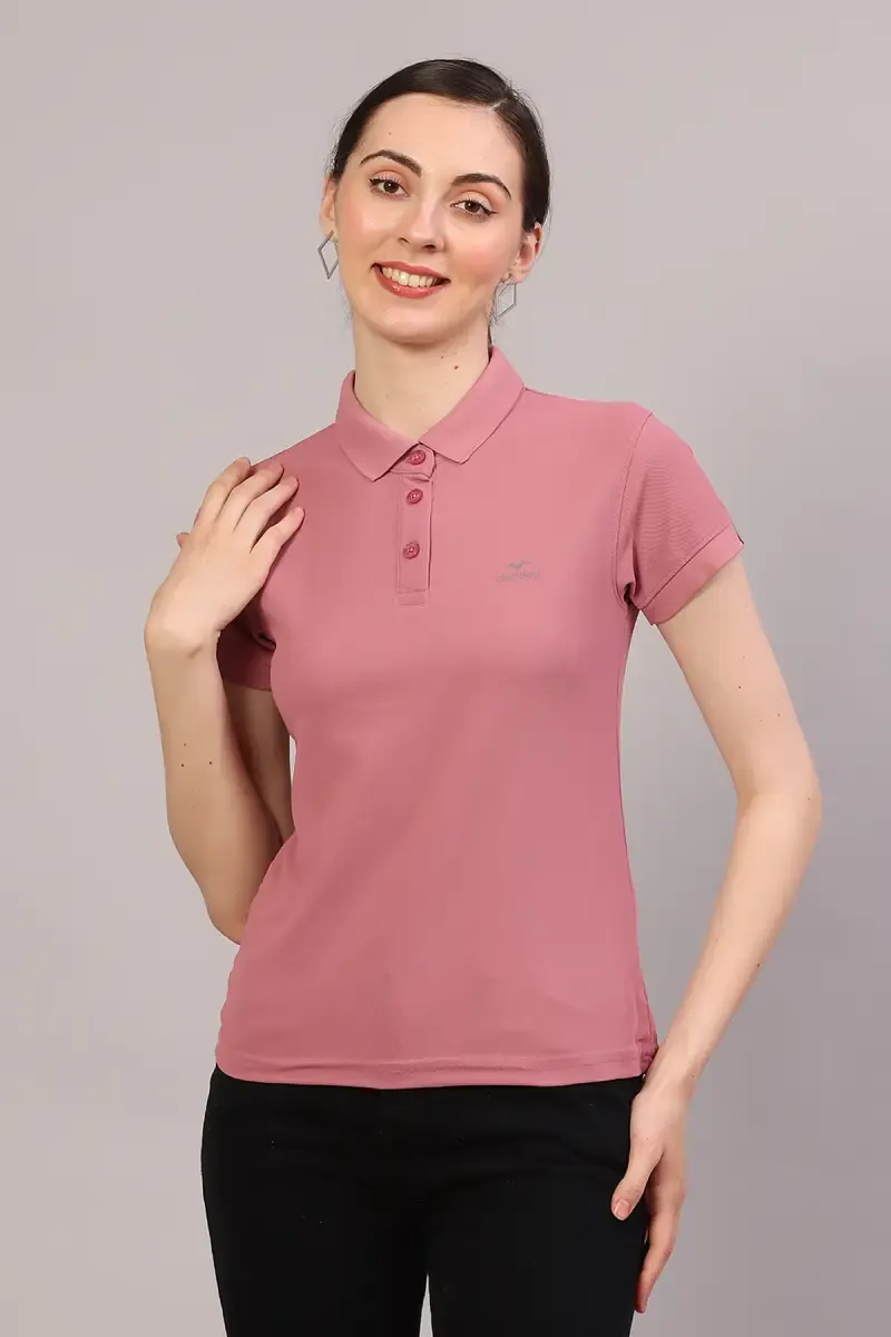 Cotton Blend Solid Polo T-Shirt for Women 010953XLCHAPIN