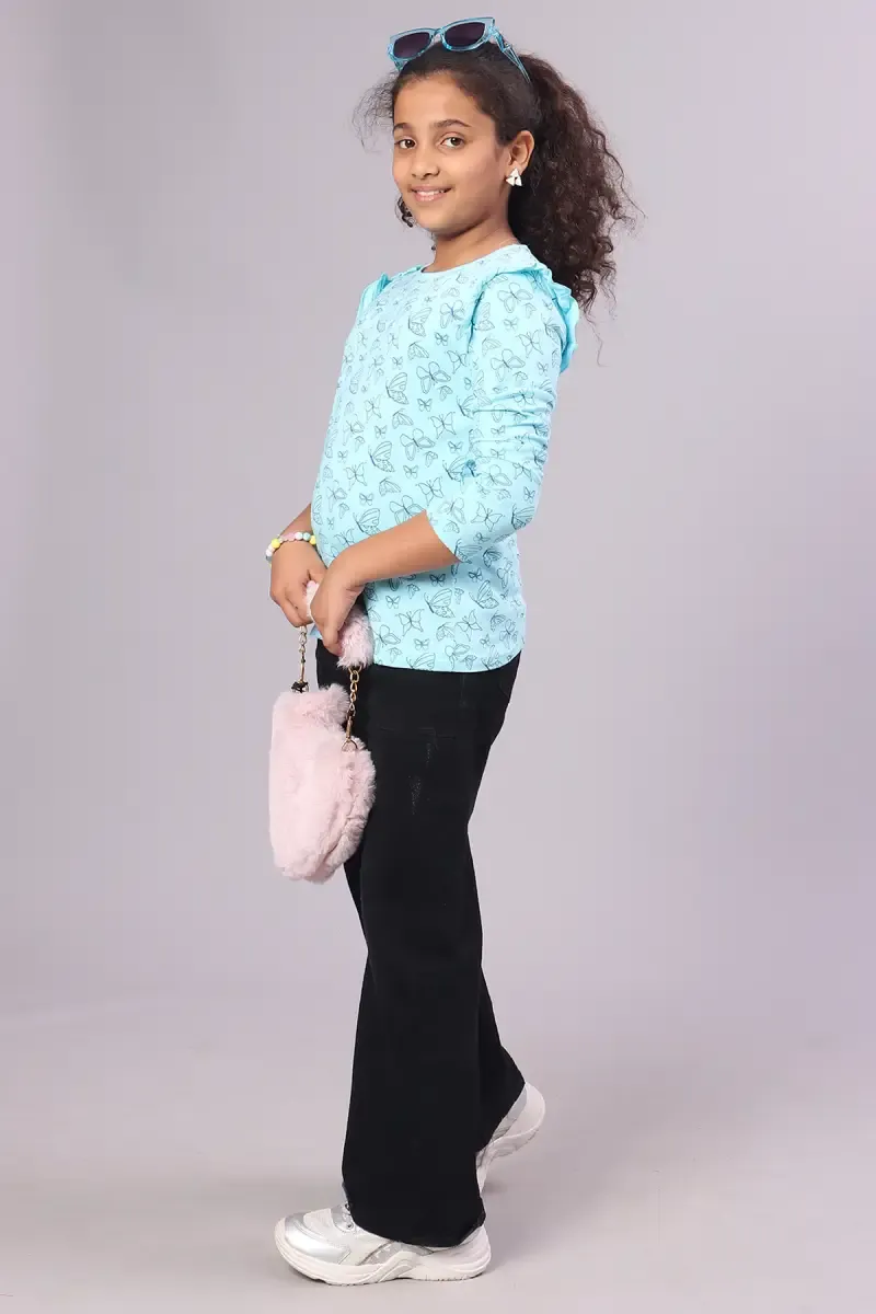 Cotton Conversational Printed T-Shirt for Girl (2- 16 Yrs) 0109691012YRSBLU