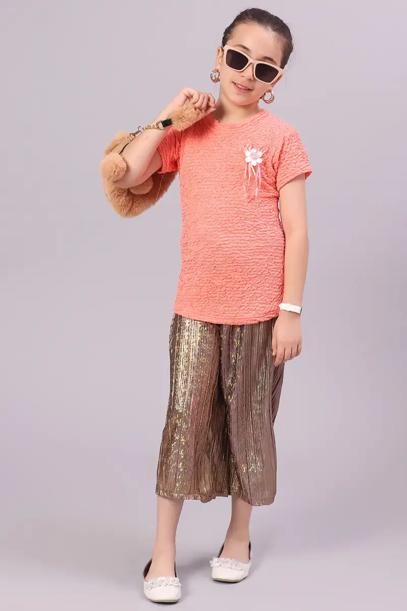 Cotton Blend Solid T-Shirt for Girl (2-14 Yrs) 01101556YRSPEA