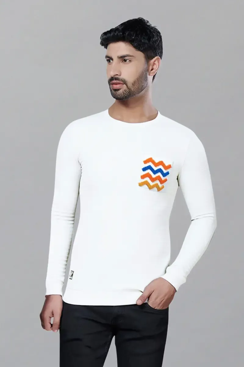 Men's Cotton Solid T-shirt with Embroidery