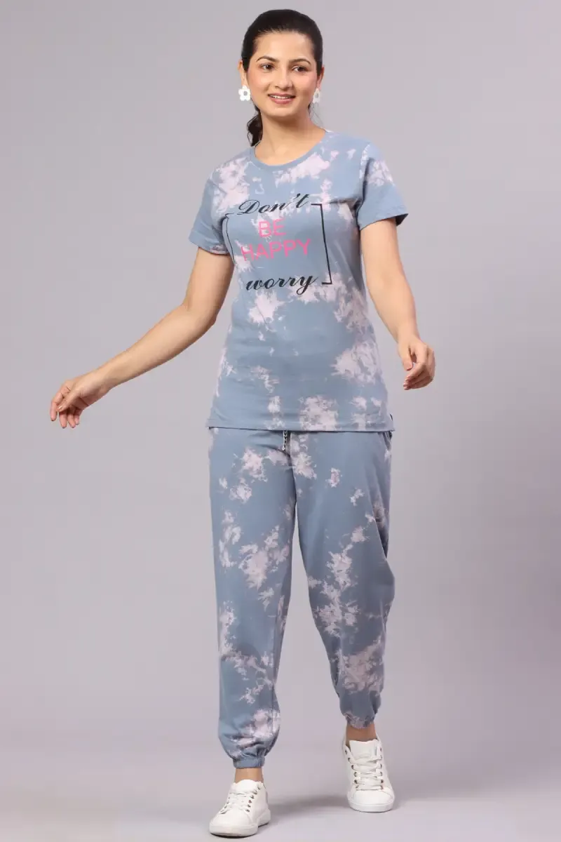 Cotton Tie Dye Printed Night Suit Set for Women