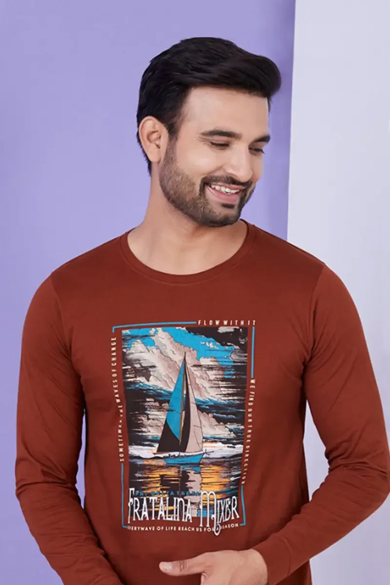 Men's Cotton Graphic Print T-shirt 011252LBRO