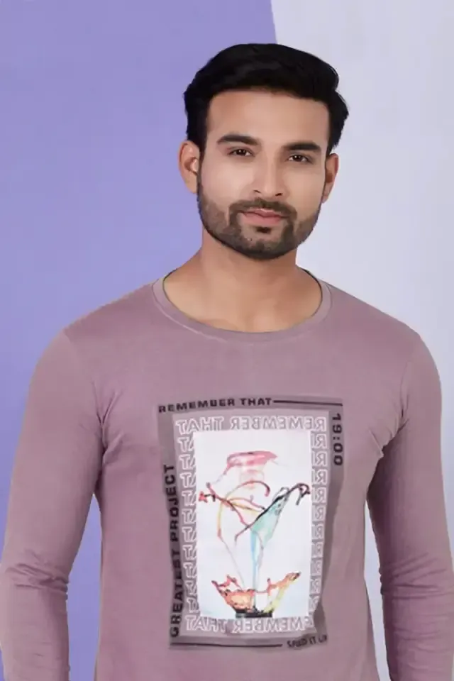 Graphic Print Cotton T-shirt for Men 011254LMAU