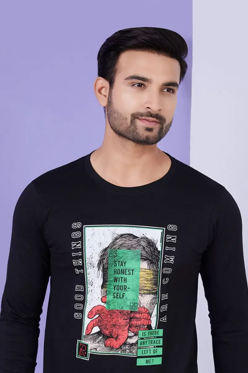 Cotton Graphic Print T-shirt for Men 0112552XLBLA