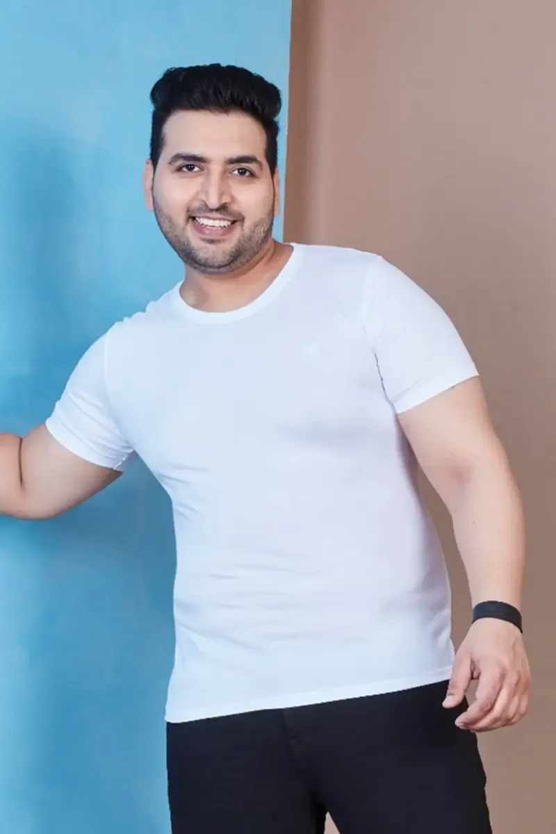 Plus Size Cotton T-shirt for Men 0113535XLWHI