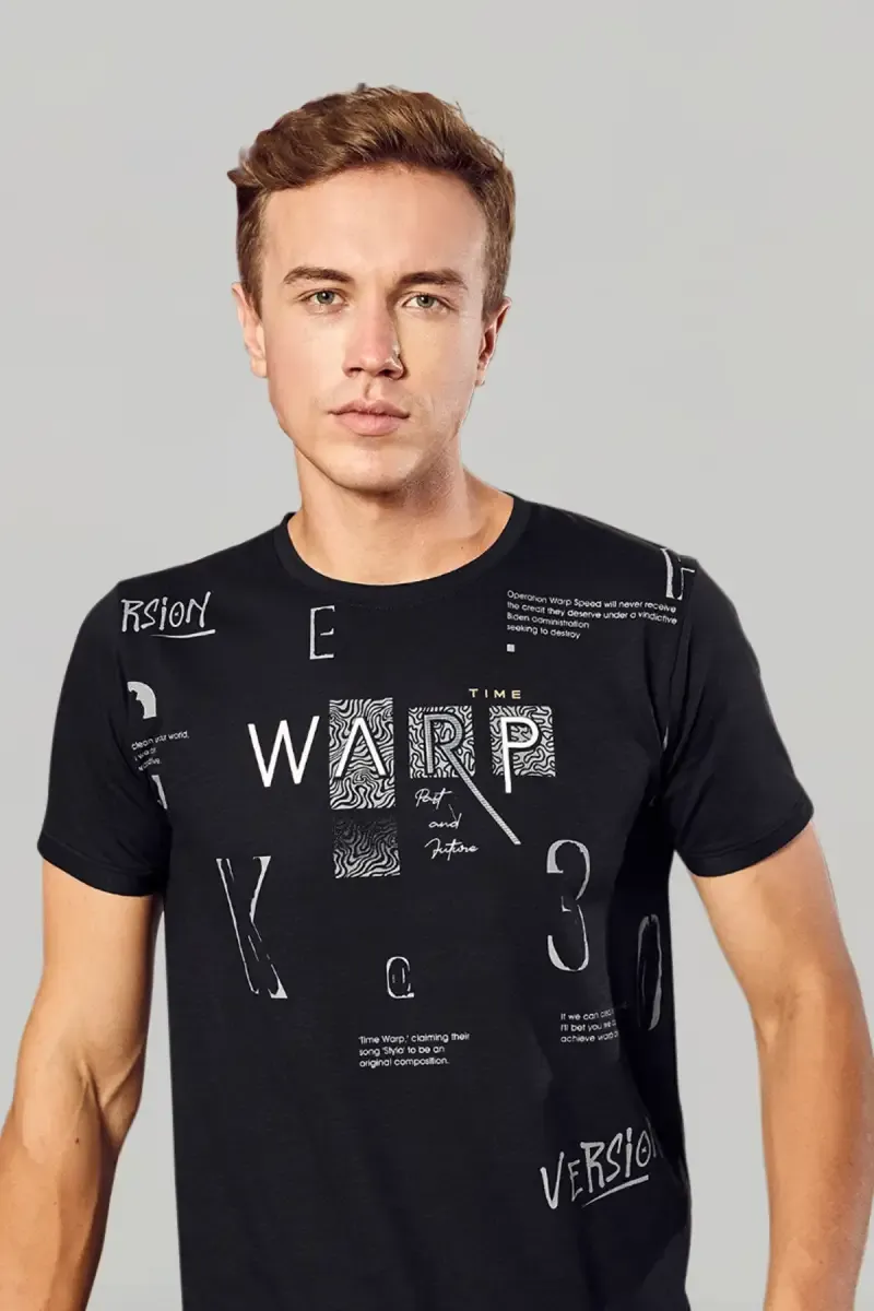 Cotton Typographic Print T-shirt for Men