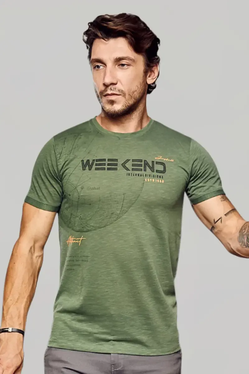 Men's Cotton Graphic Print T-shirt 01138544GRE