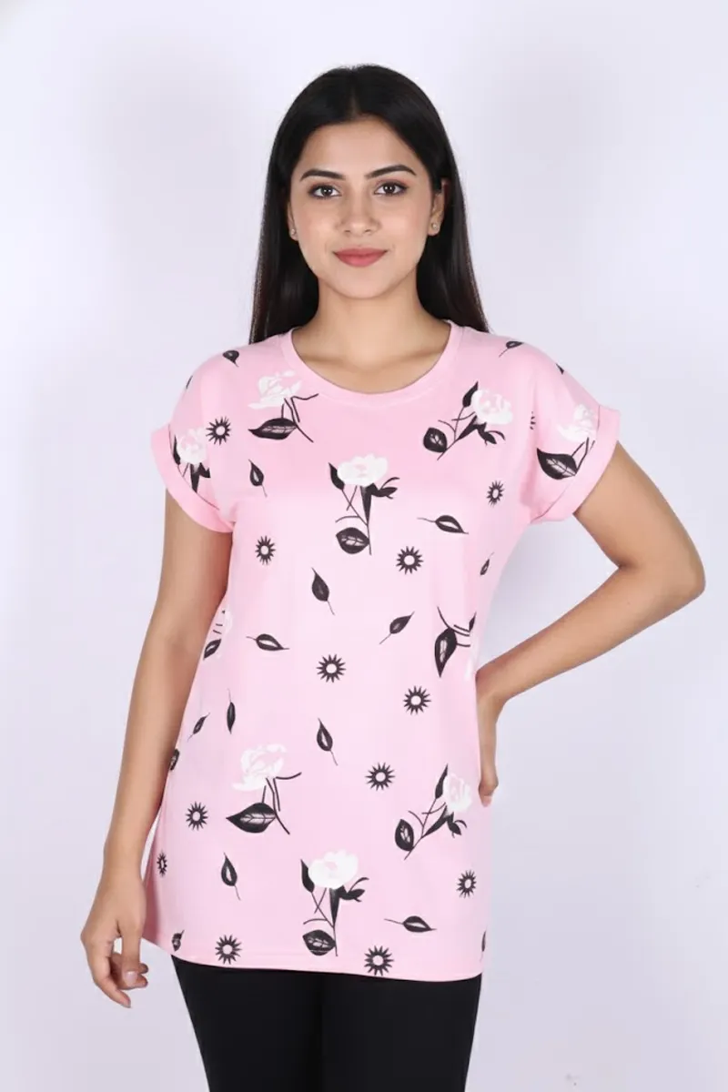 Cotton Floral Printed T-Shirt for Women