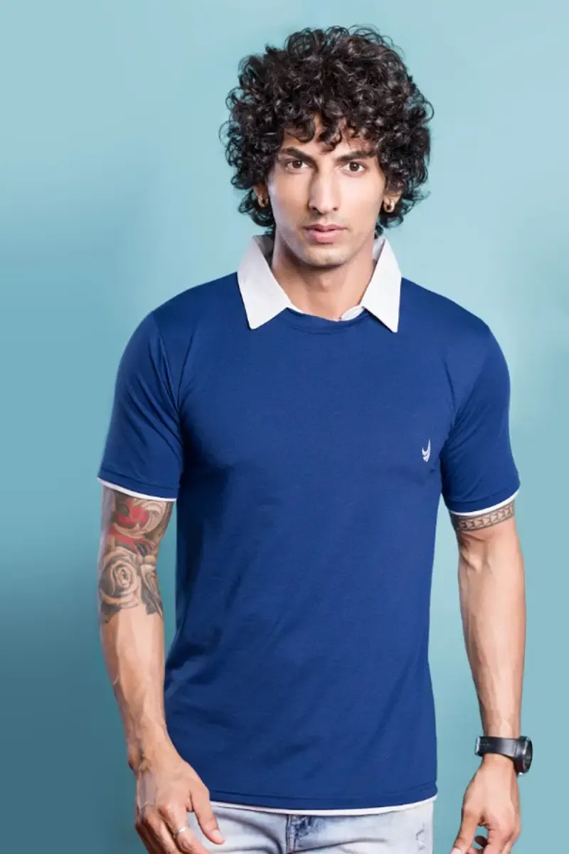 Men's Cotton Blend Polo T-shirt 011425XXLINKBLU