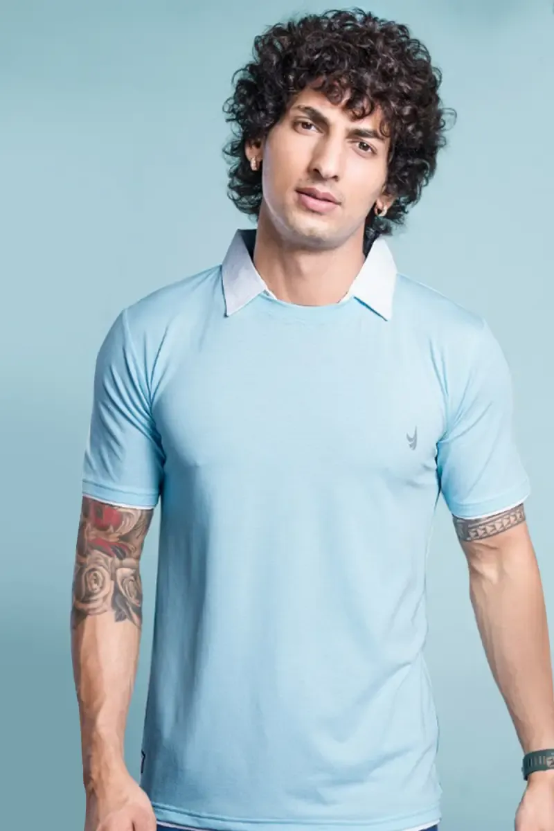 Men's Cotton Blend Polo T-shirt 011425XXLLIGBLU