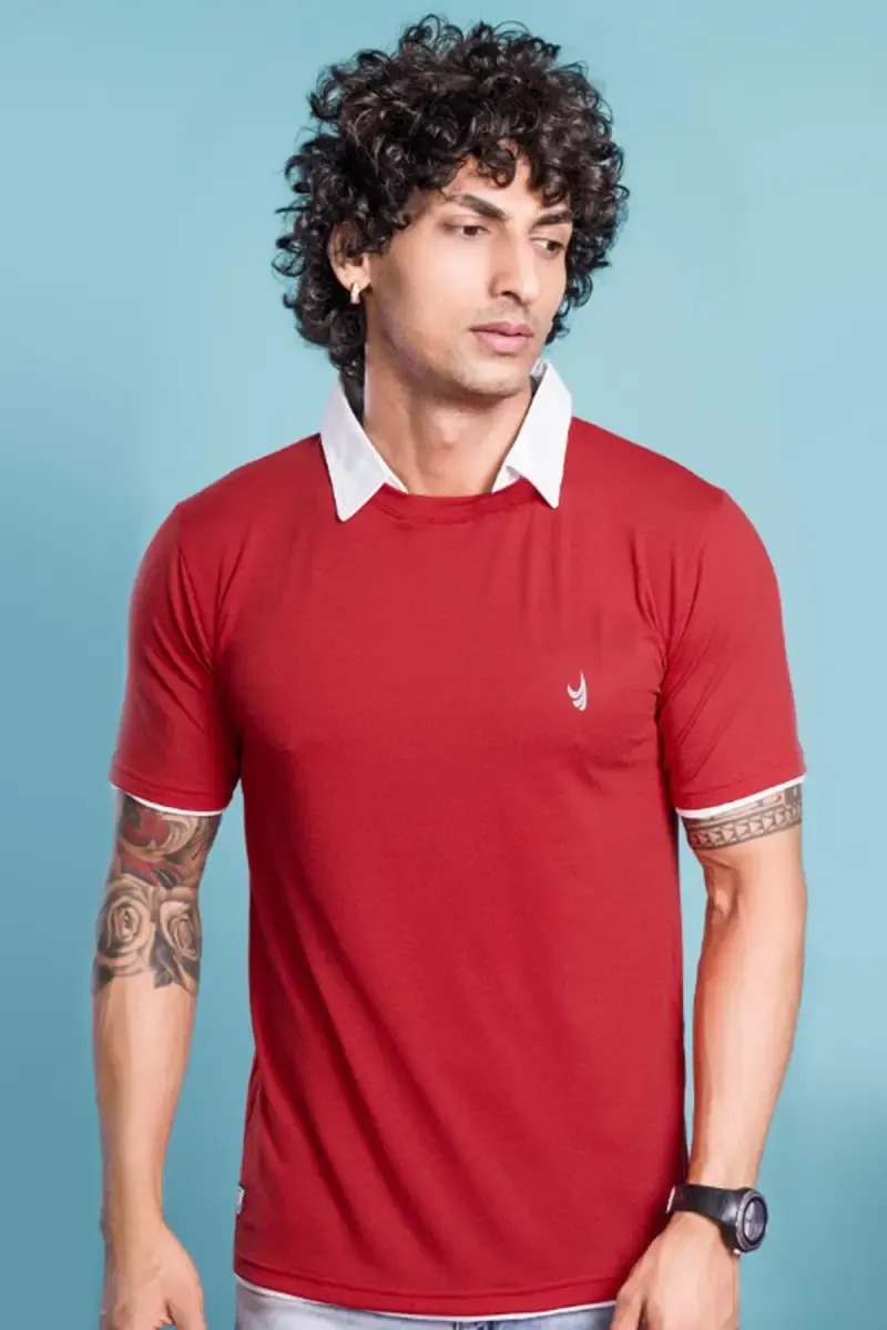 Men's Cotton Blend Polo T-shirt 011425XXLRED