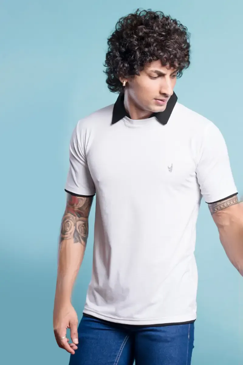 Cotton Blend Polo T-shirt for Men 011456LWHI
