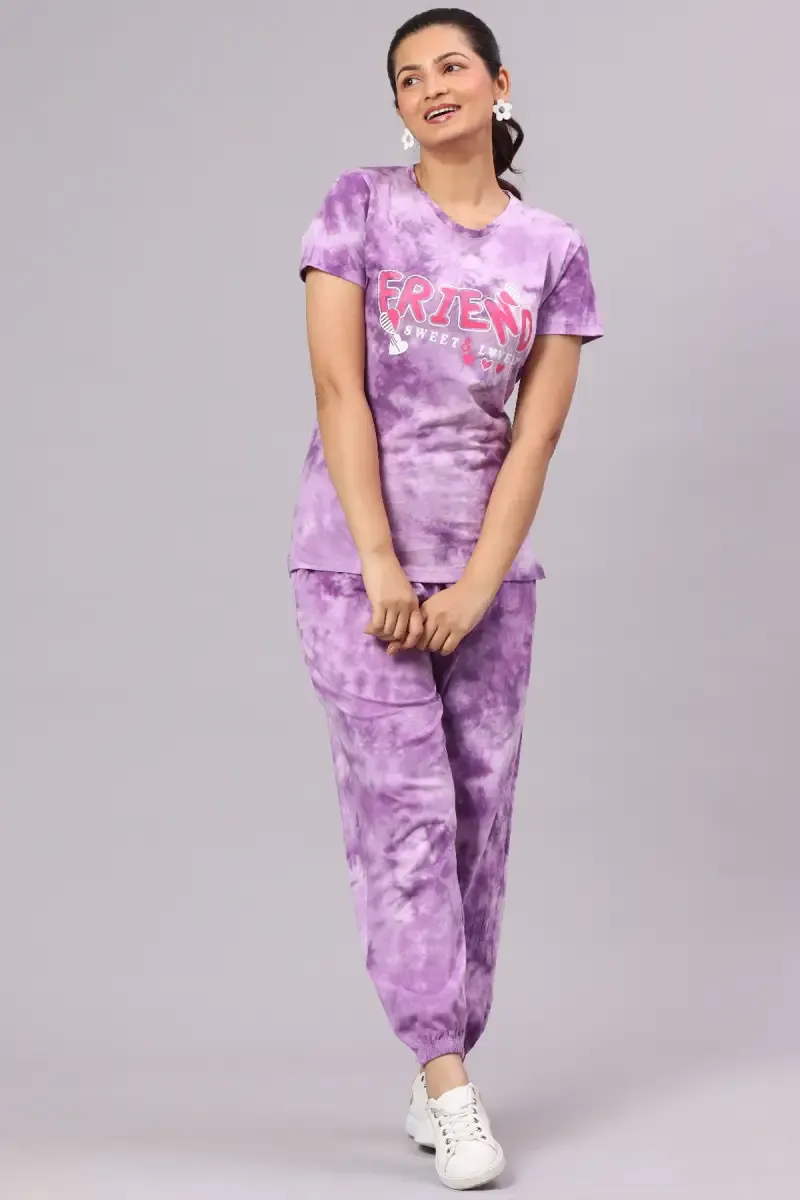 Cotton Tie Dye Printed Night Suit Set for Women