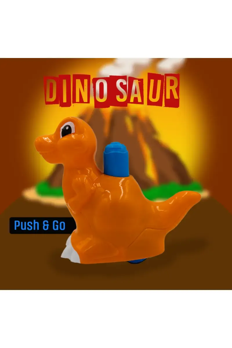 Push & Go Dinosaur Toy for Kids - Orange (Pack of 1)