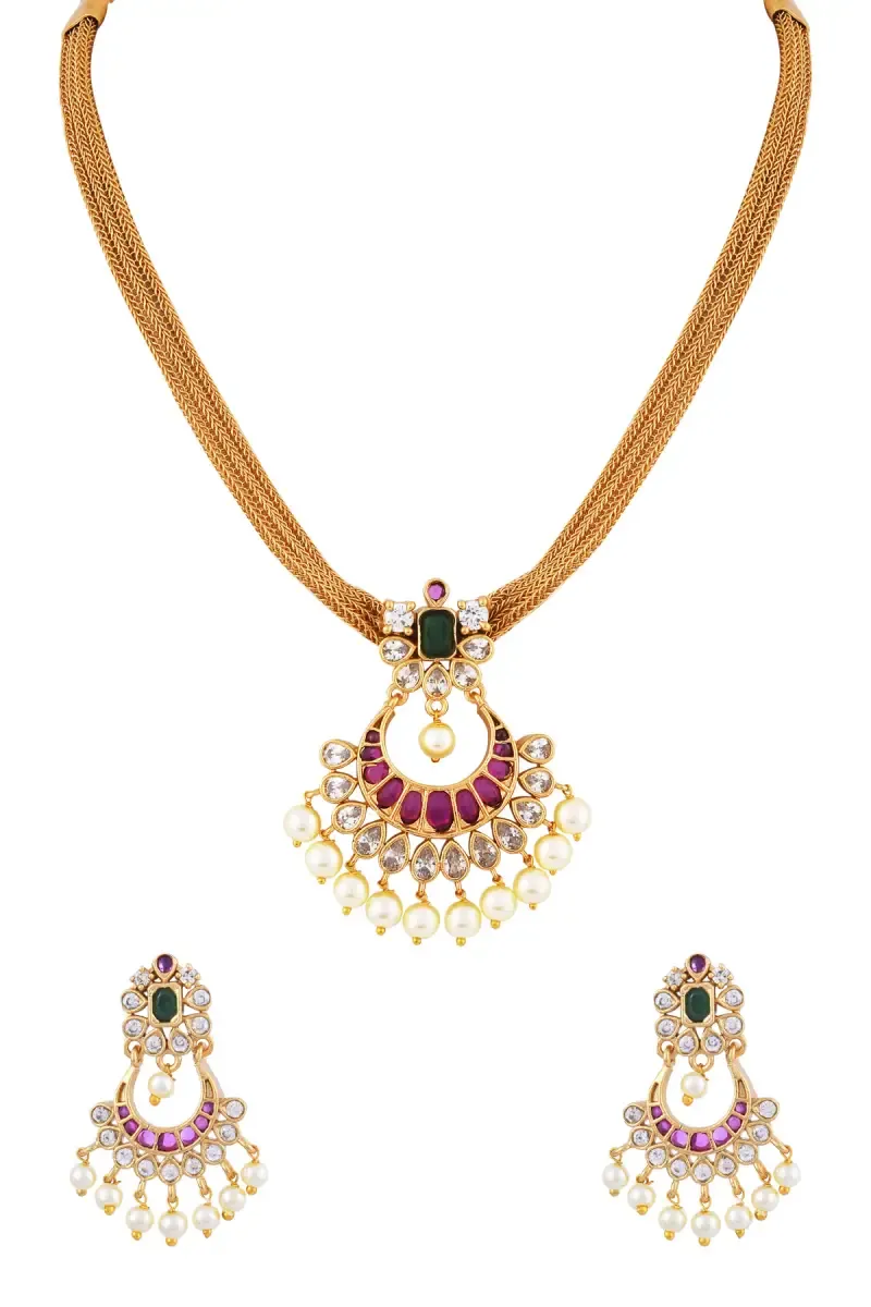 Gold Plated Floral Necklace Set