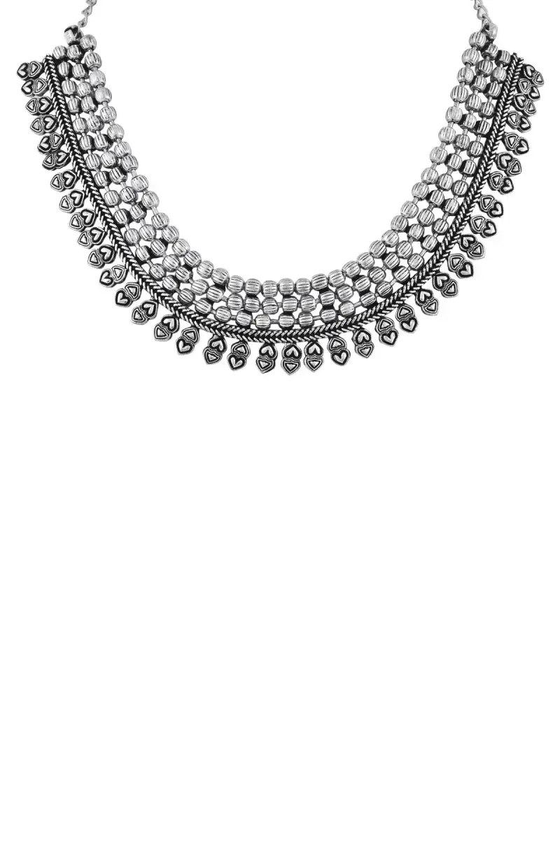 Oxidised Silver Heart Design Necklace for Women