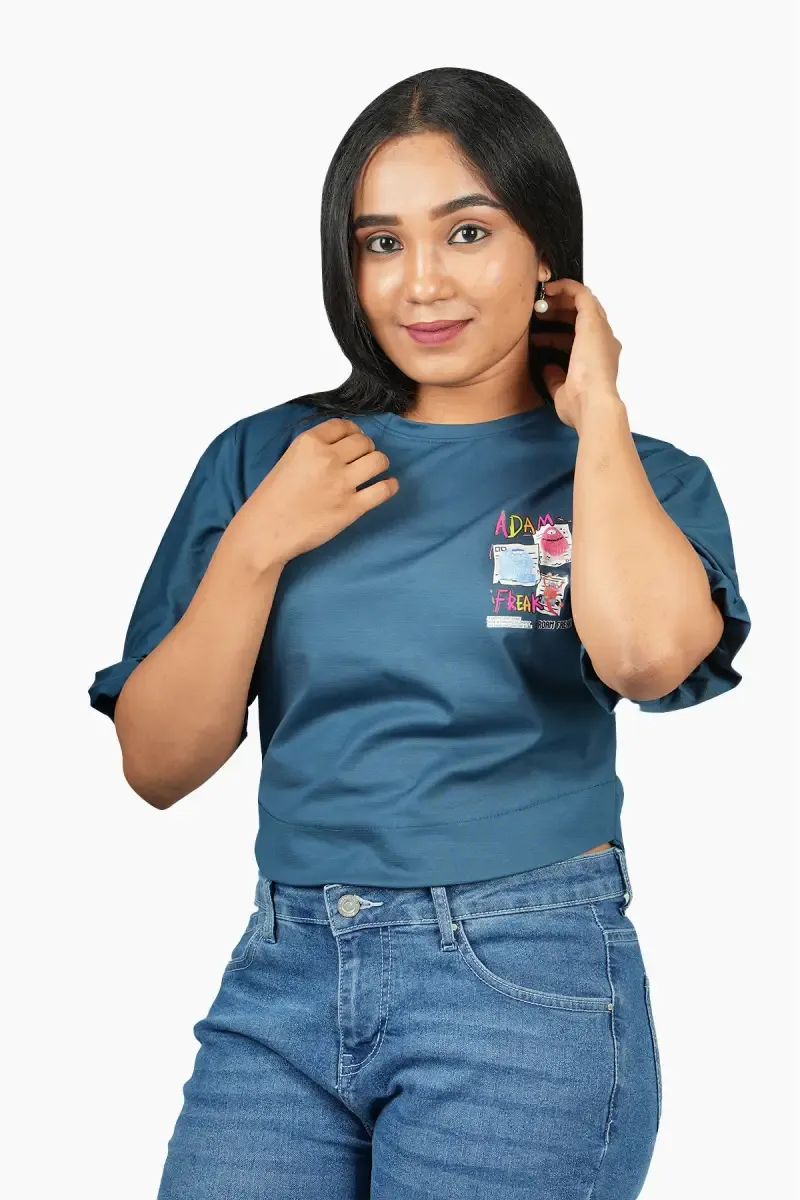 Cotton Typographic Print T-Shirt for Women 011602XLTEA