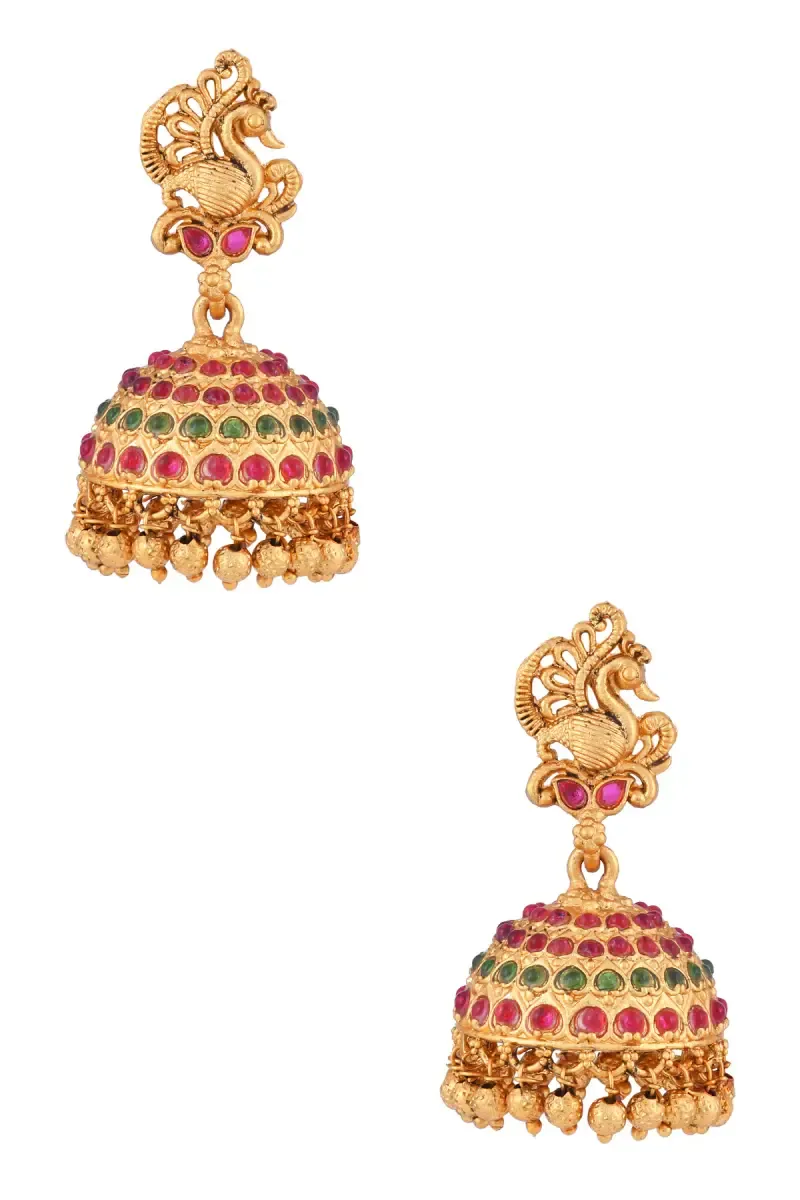 Gold Plated Peacock Design Jhumki for Women