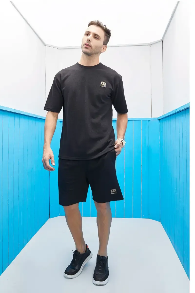 Men's Cotton T-shirt with Shorts Sets (2-Pcs Set) 011648BLAXL