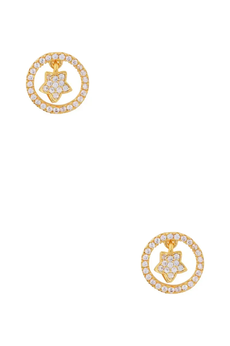 Cubic Zirconia Star Charm Stud Earrings for Girls & Women