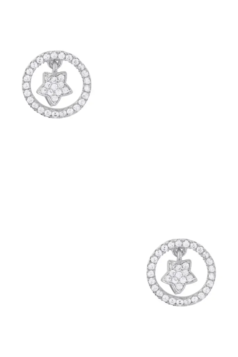 Cubic Zirconia Star Charm Stud Earrings for Girls & Women