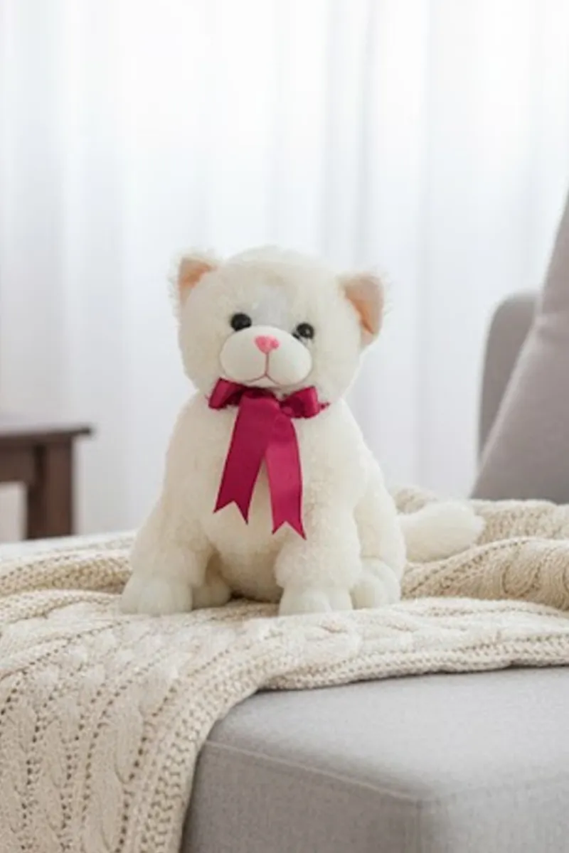Fur Cat Stuffed Toy - 10 Inch 011743BEI