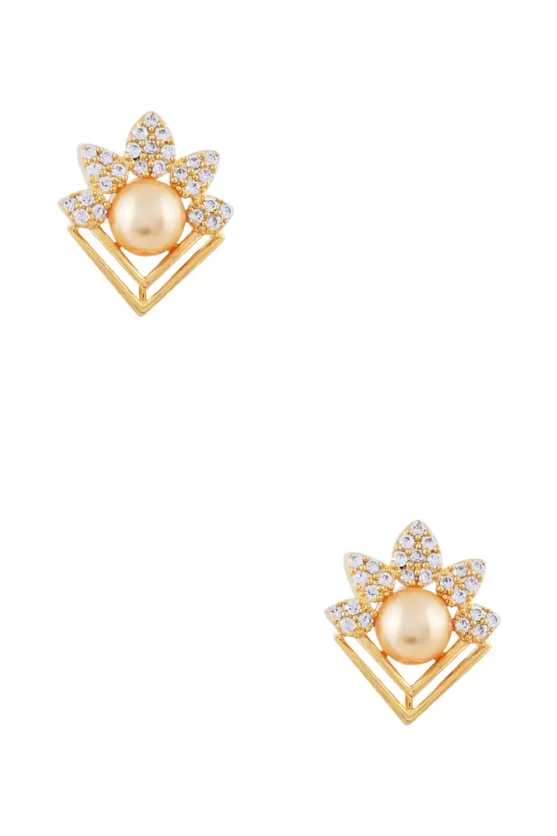 Floral Pearl Stud Earrings for Girls & Women