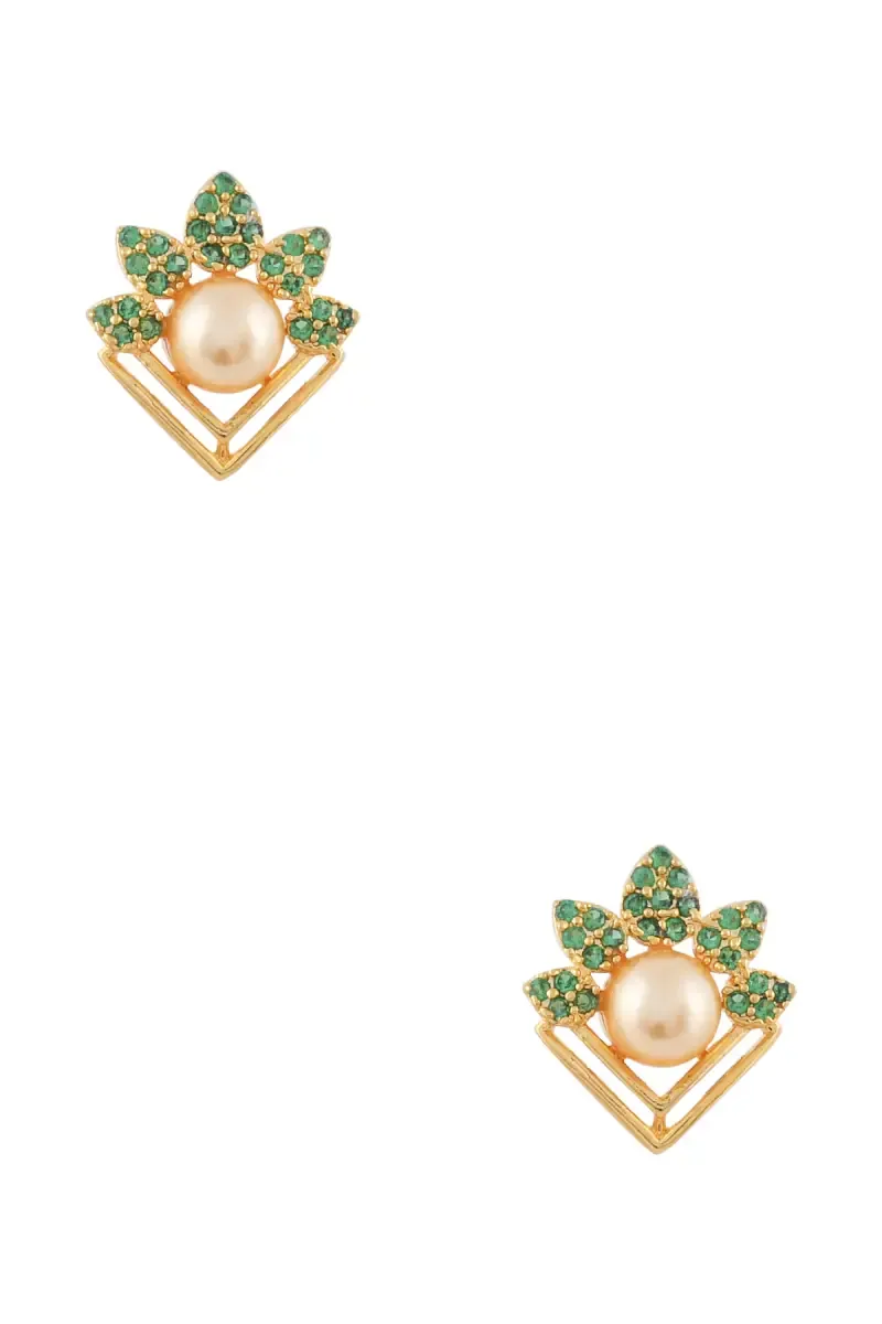 Floral Pearl Stud Earrings for Girls & Women